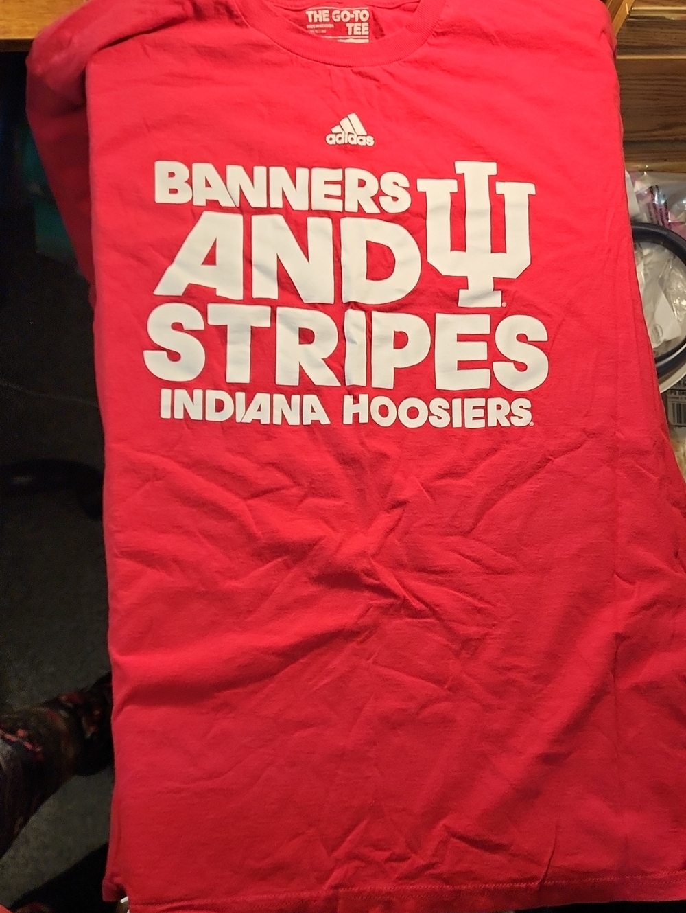Adidas Indiana Hoosiers Banners and Stripes Tee Shirt Men's XL Red Show Your